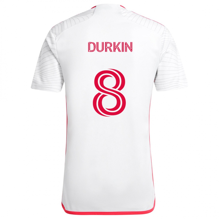 Niño Camiseta Chris Durkin #8 Blanco Rojo 2ª Equipación 2024/25 La Camisa Chile