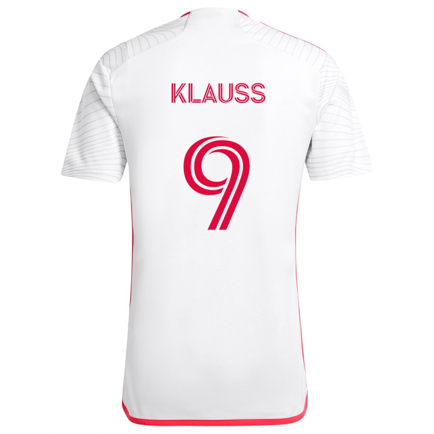 Niño Camiseta João Klauss #9 Blanco Rojo 2ª Equipación 2024/25 La Camisa Chile