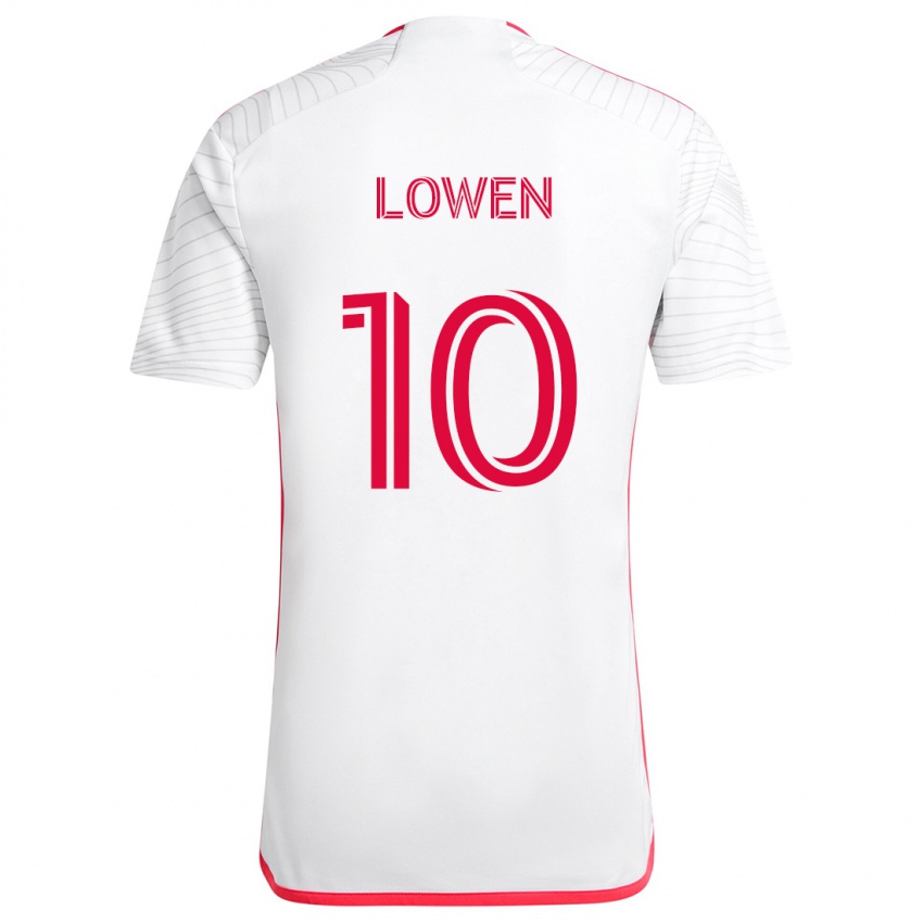 Niño Camiseta Eduard Löwen #10 Blanco Rojo 2ª Equipación 2024/25 La Camisa Chile