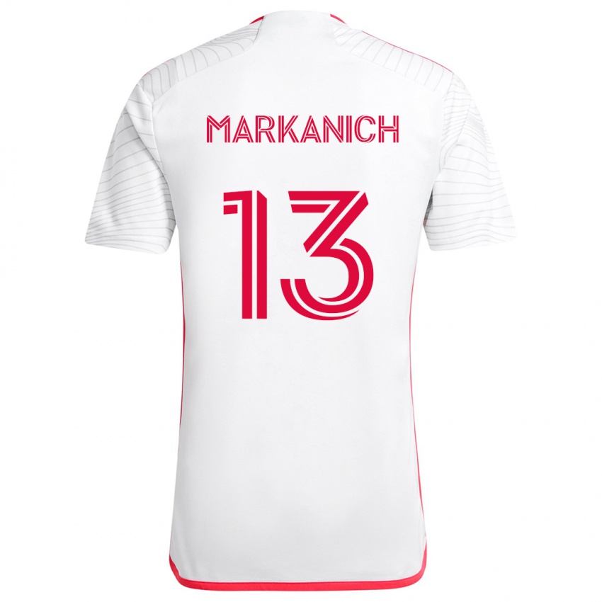 Niño Camiseta Anthony Markanich #13 Blanco Rojo 2ª Equipación 2024/25 La Camisa Chile