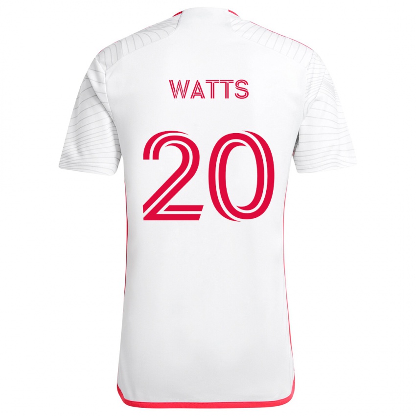 Niño Camiseta Akil Watts #20 Blanco Rojo 2ª Equipación 2024/25 La Camisa Chile