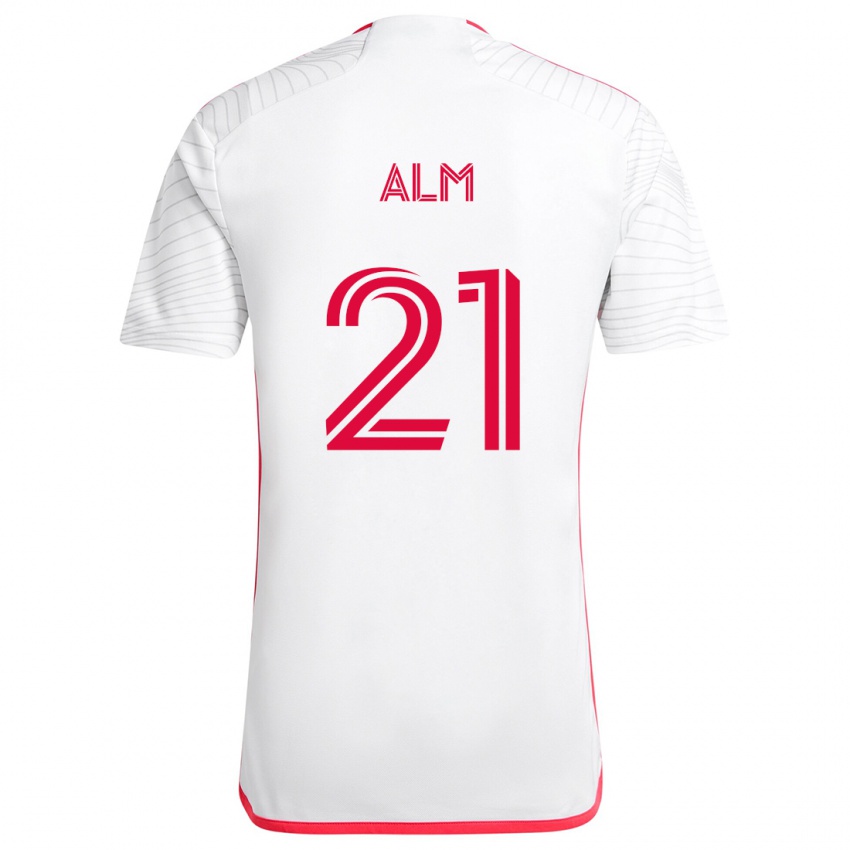 Niño Camiseta Rasmus Alm #21 Blanco Rojo 2ª Equipación 2024/25 La Camisa Chile