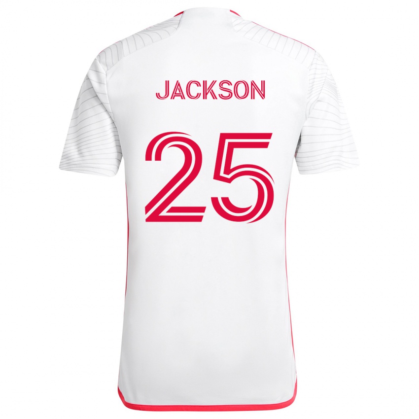 Niño Camiseta Aziel Jackson #25 Blanco Rojo 2ª Equipación 2024/25 La Camisa Chile