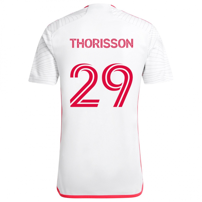 Niño Camiseta Nökkvi Thórisson #29 Blanco Rojo 2ª Equipación 2024/25 La Camisa Chile