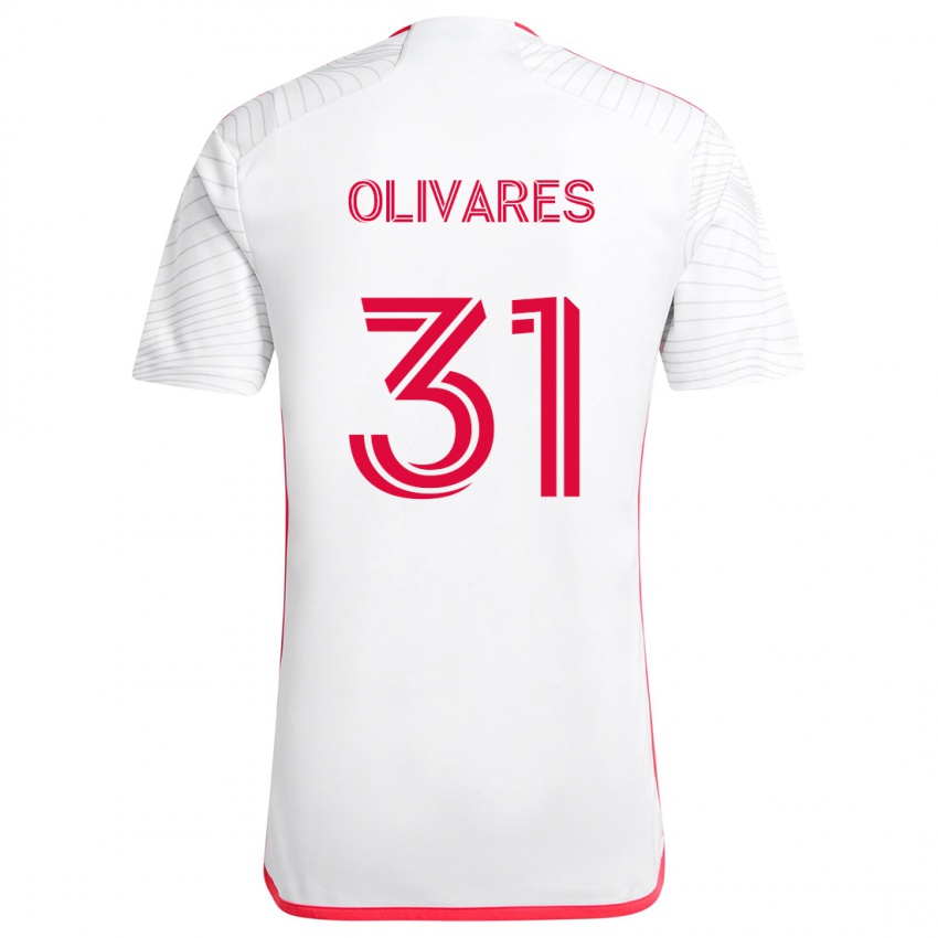 Niño Camiseta Christian Olivares #31 Blanco Rojo 2ª Equipación 2024/25 La Camisa Chile