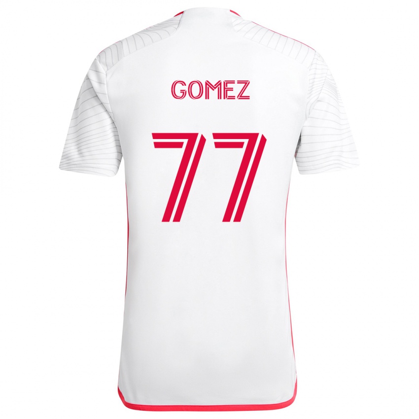 Niño Camiseta Sam Gomez #77 Blanco Rojo 2ª Equipación 2024/25 La Camisa Chile