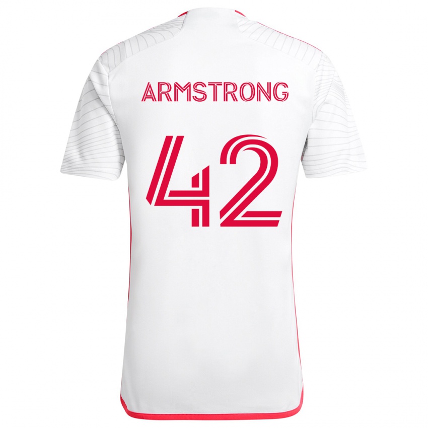 Niño Camiseta Ezra Armstrong #42 Blanco Rojo 2ª Equipación 2024/25 La Camisa Chile