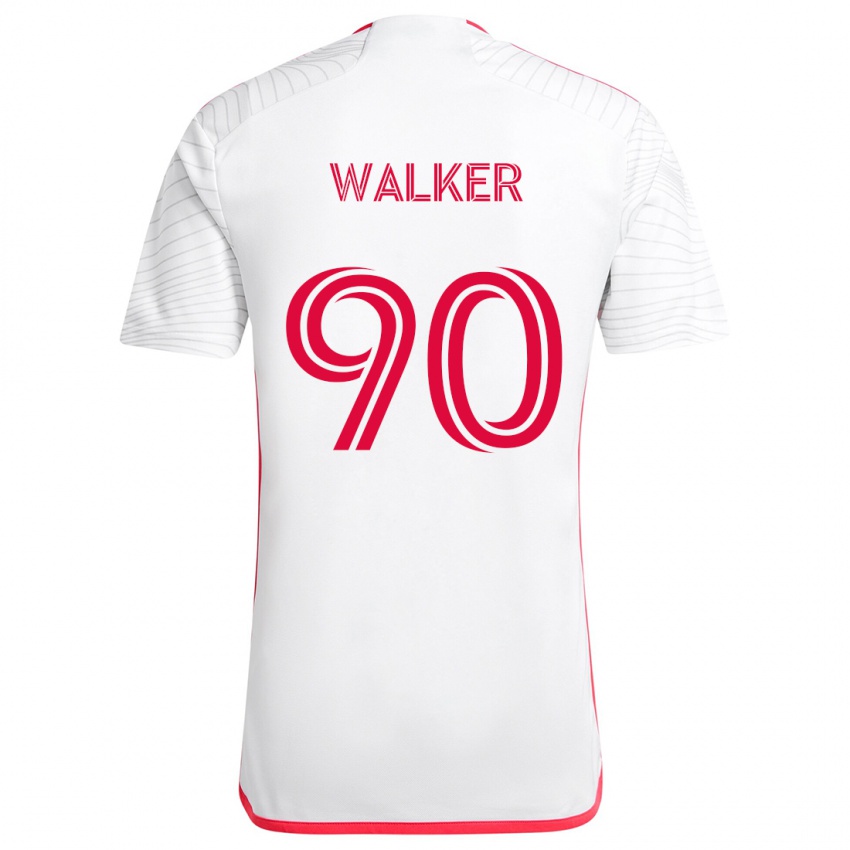 Niño Camiseta Eric Walker #90 Blanco Rojo 2ª Equipación 2024/25 La Camisa Chile