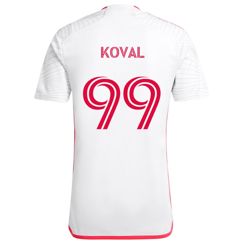 Niño Camiseta Stanislav Koval #99 Blanco Rojo 2ª Equipación 2024/25 La Camisa Chile