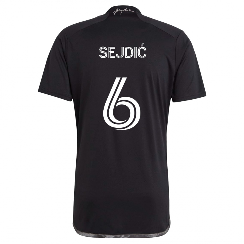 Niño Camiseta Amar Sejdić #6 Negro 2ª Equipación 2024/25 La Camisa Chile