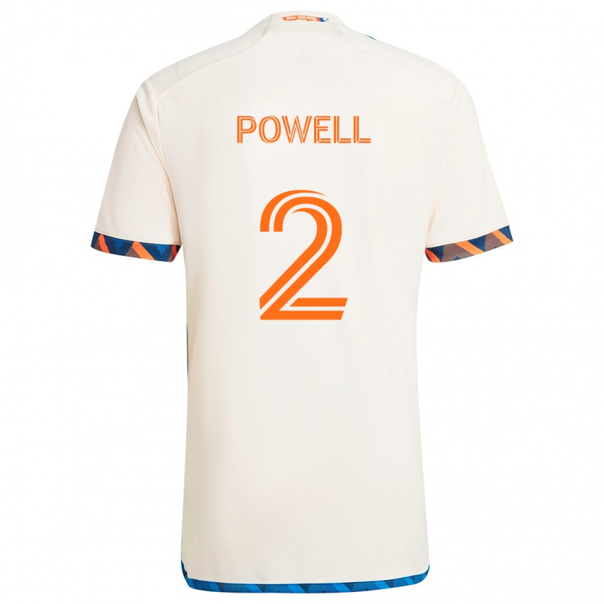 Niño Camiseta Alvas Powell #2 Blanco Naranja 2ª Equipación 2024/25 La Camisa Chile