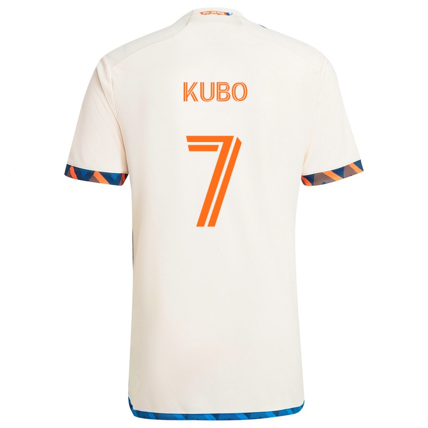 Niño Camiseta Yuya Kubo #7 Blanco Naranja 2ª Equipación 2024/25 La Camisa Chile