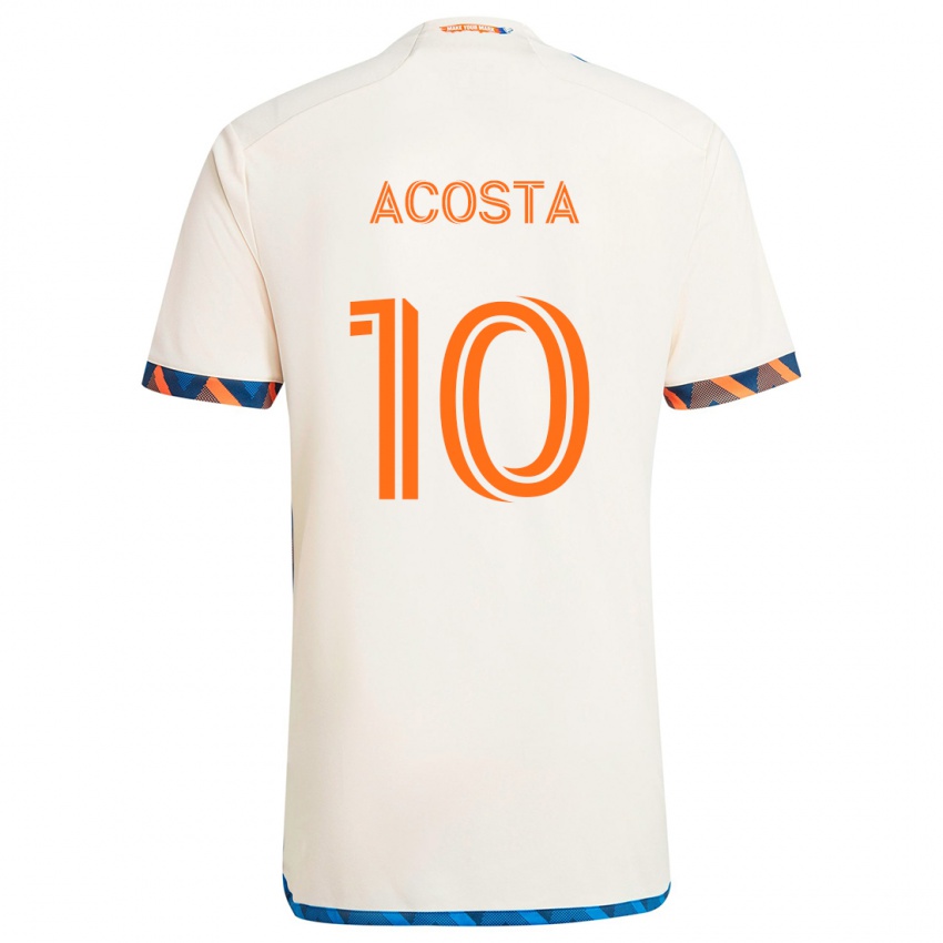 Niño Camiseta Luciano Acosta #10 Blanco Naranja 2ª Equipación 2024/25 La Camisa Chile