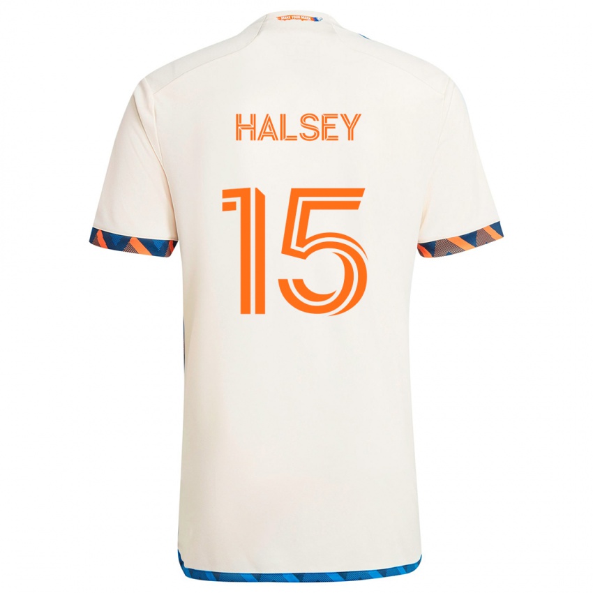 Niño Camiseta Bret Halsey #15 Blanco Naranja 2ª Equipación 2024/25 La Camisa Chile