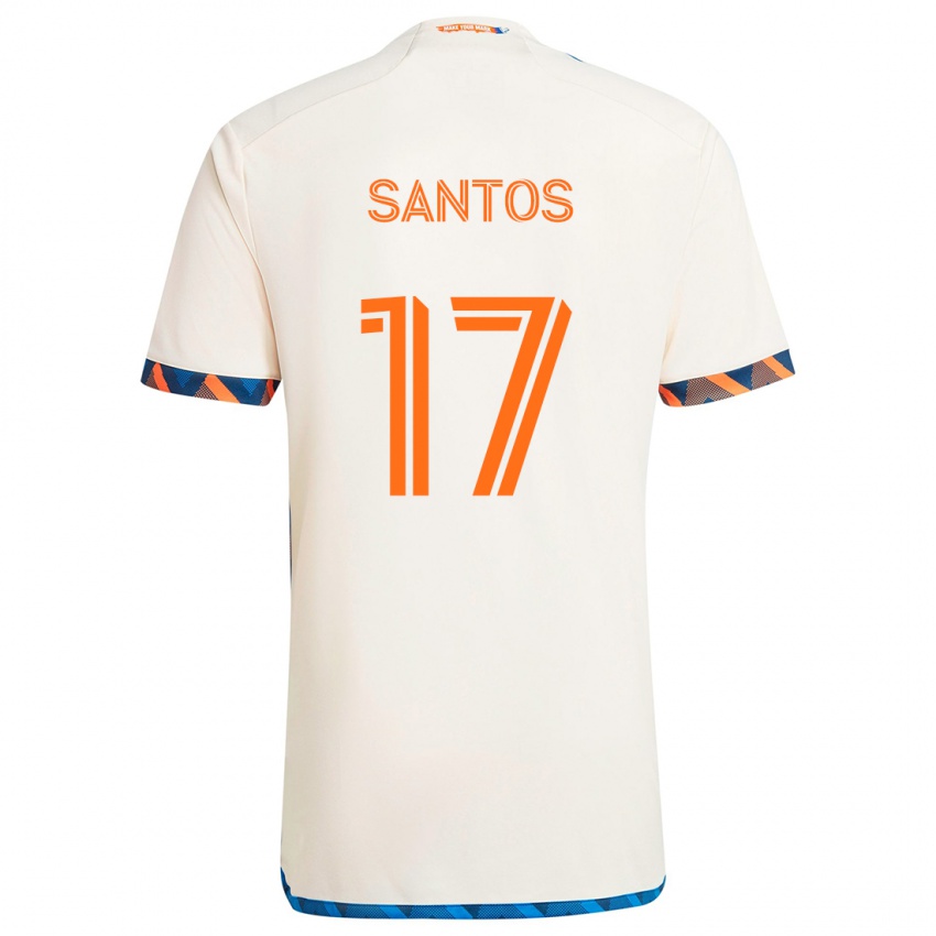 Niño Camiseta Sergio Santos #17 Blanco Naranja 2ª Equipación 2024/25 La Camisa Chile