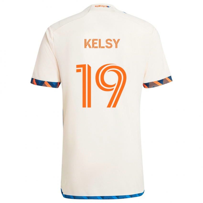 Niño Camiseta Kevin Kelsy #19 Blanco Naranja 2ª Equipación 2024/25 La Camisa Chile