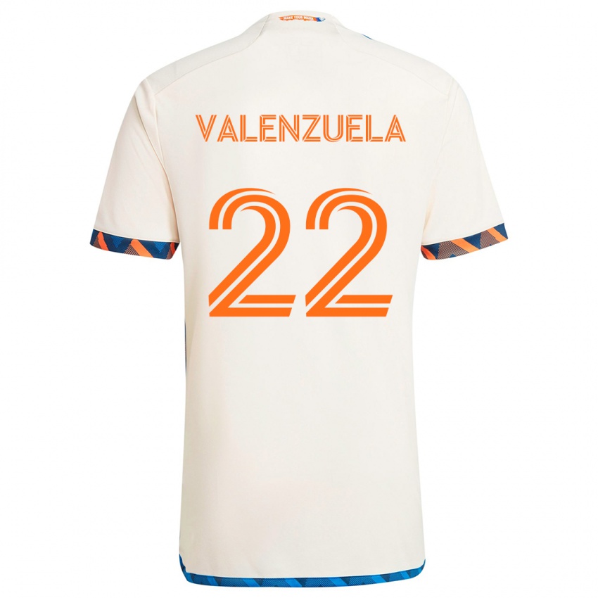 Niño Camiseta Gerardo Valenzuela #22 Blanco Naranja 2ª Equipación 2024/25 La Camisa Chile