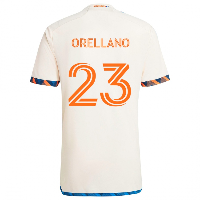 Niño Camiseta Luca Orellano #23 Blanco Naranja 2ª Equipación 2024/25 La Camisa Chile