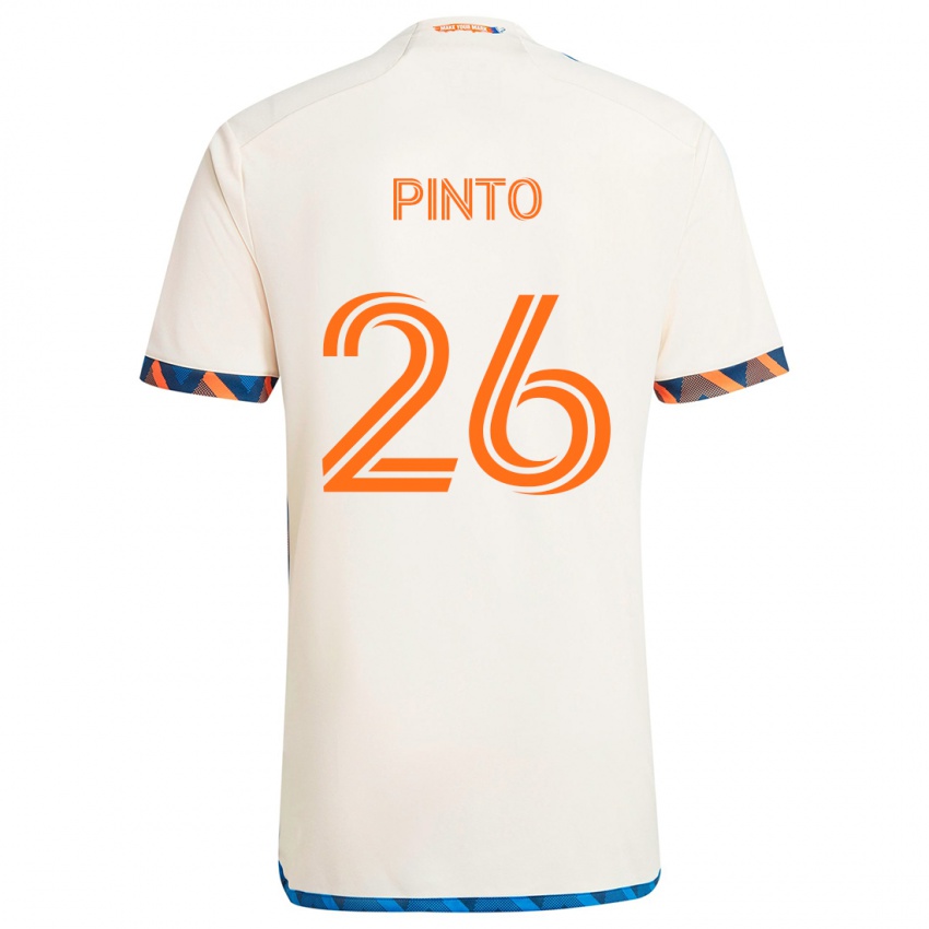 Niño Camiseta Malik Pinto #26 Blanco Naranja 2ª Equipación 2024/25 La Camisa Chile