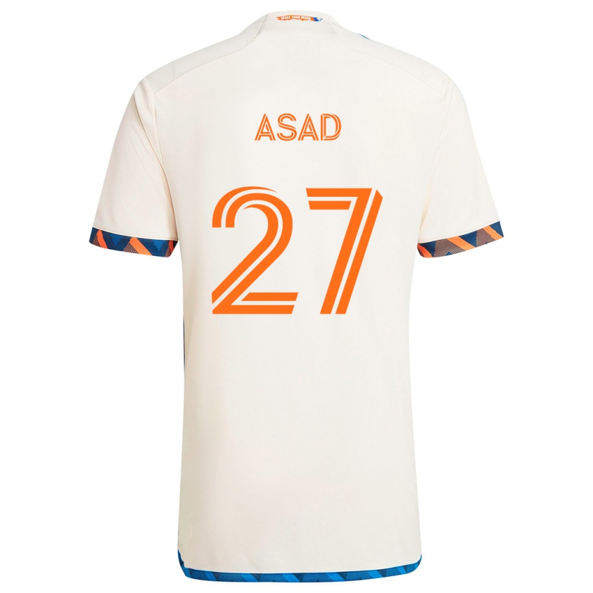 Niño Camiseta Yamil Asad #27 Blanco Naranja 2ª Equipación 2024/25 La Camisa Chile