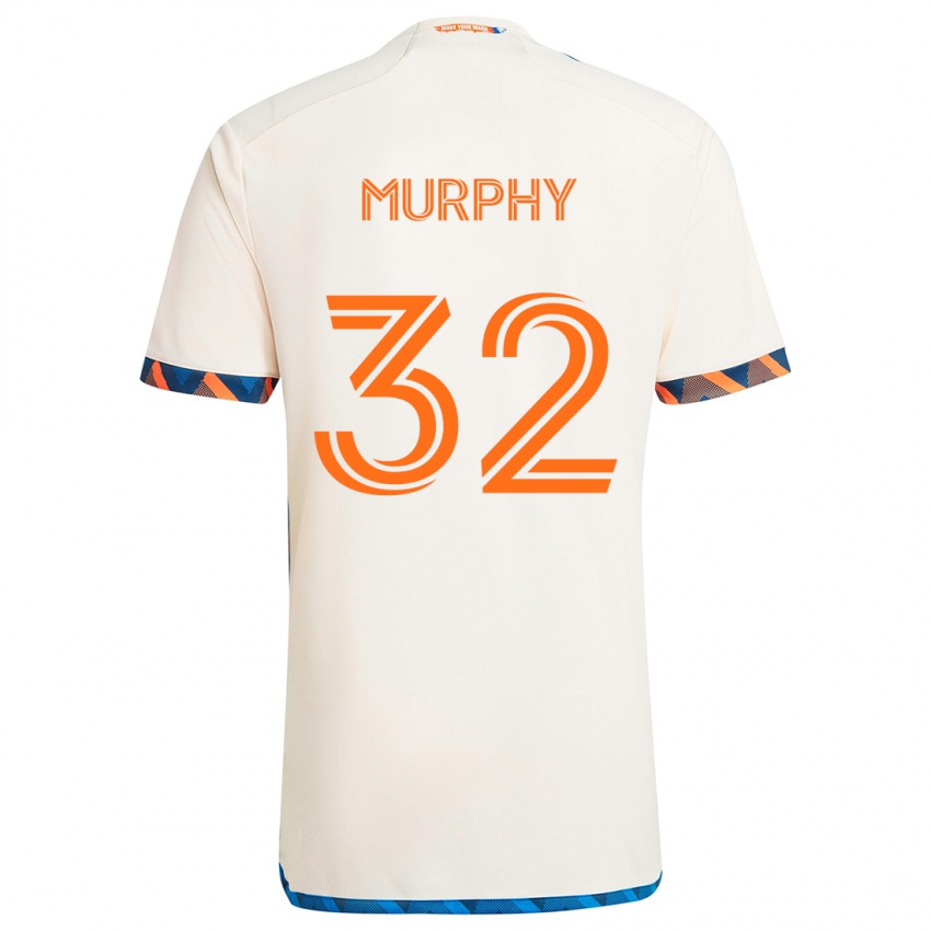 Niño Camiseta Ian Murphy #32 Blanco Naranja 2ª Equipación 2024/25 La Camisa Chile