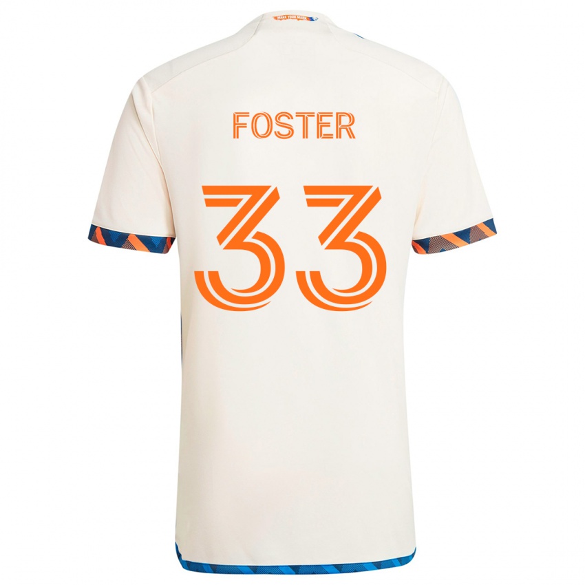 Niño Camiseta Isaiah Foster #33 Blanco Naranja 2ª Equipación 2024/25 La Camisa Chile