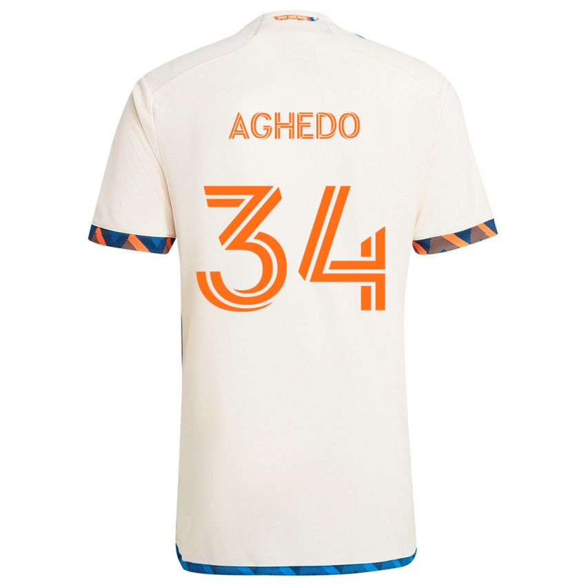 Niño Camiseta London Aghedo #34 Blanco Naranja 2ª Equipación 2024/25 La Camisa Chile