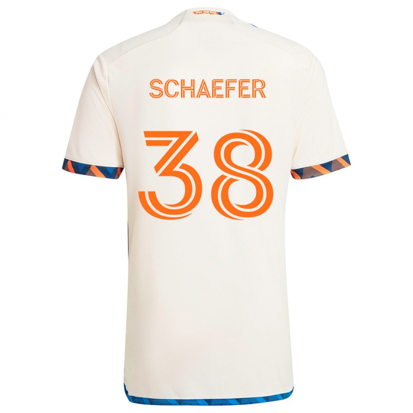 Niño Camiseta Brian Schaefer #38 Blanco Naranja 2ª Equipación 2024/25 La Camisa Chile