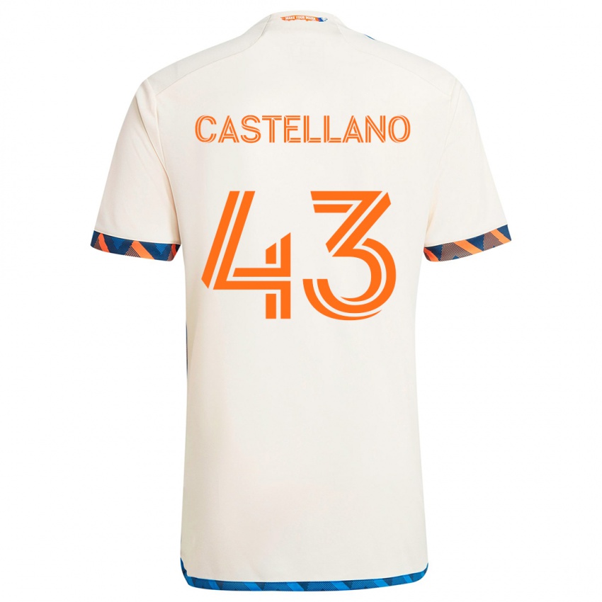 Niño Camiseta Jesús Castellano #43 Blanco Naranja 2ª Equipación 2024/25 La Camisa Chile