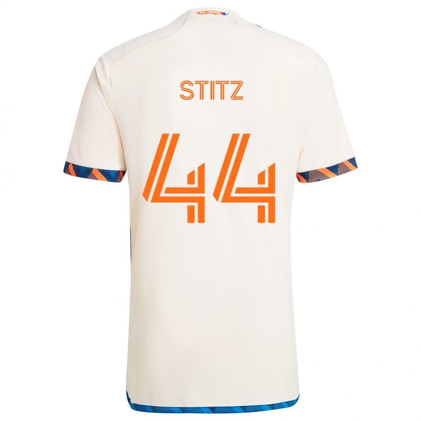 Niño Camiseta Ben Stitz #44 Blanco Naranja 2ª Equipación 2024/25 La Camisa Chile