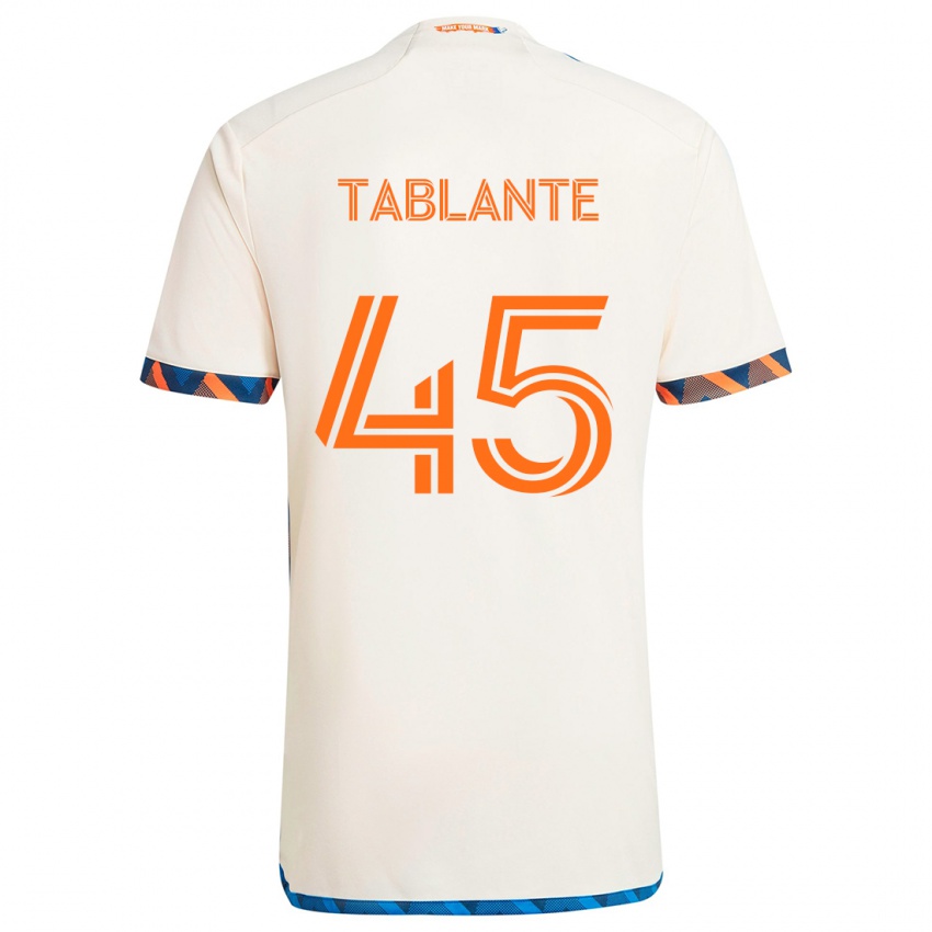 Niño Camiseta Moises Tablante #45 Blanco Naranja 2ª Equipación 2024/25 La Camisa Chile