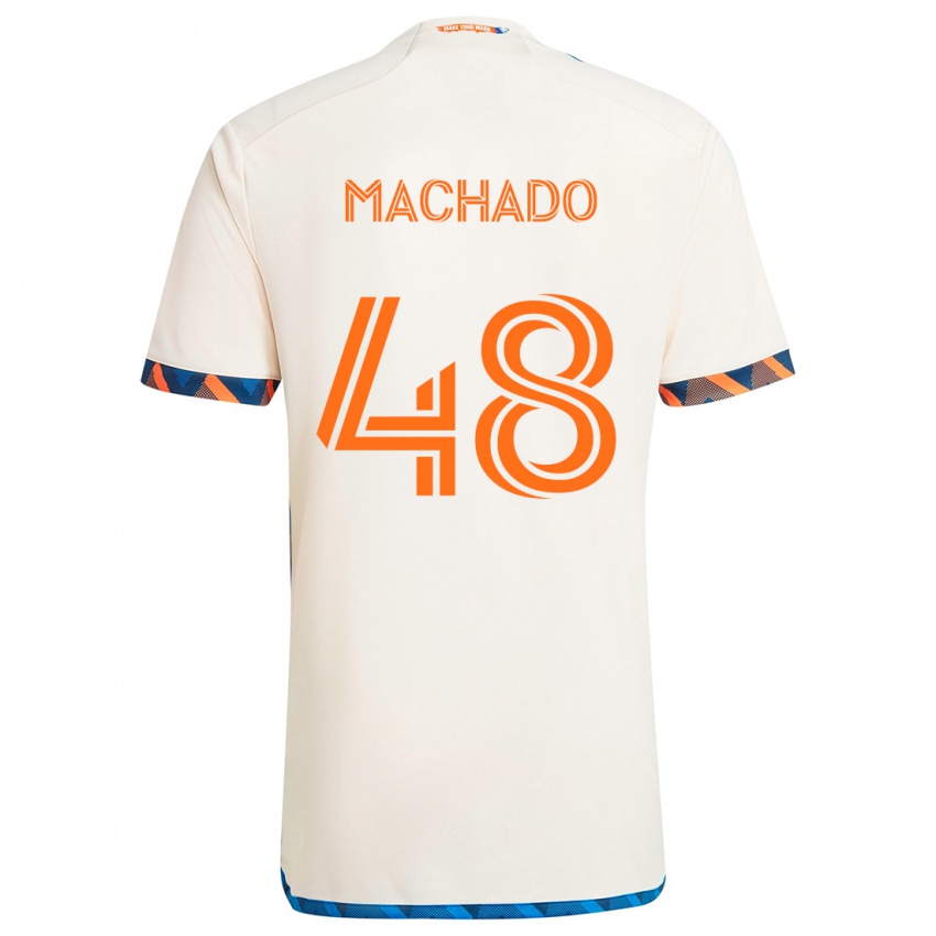 Niño Camiseta Juan Machado #48 Blanco Naranja 2ª Equipación 2024/25 La Camisa Chile