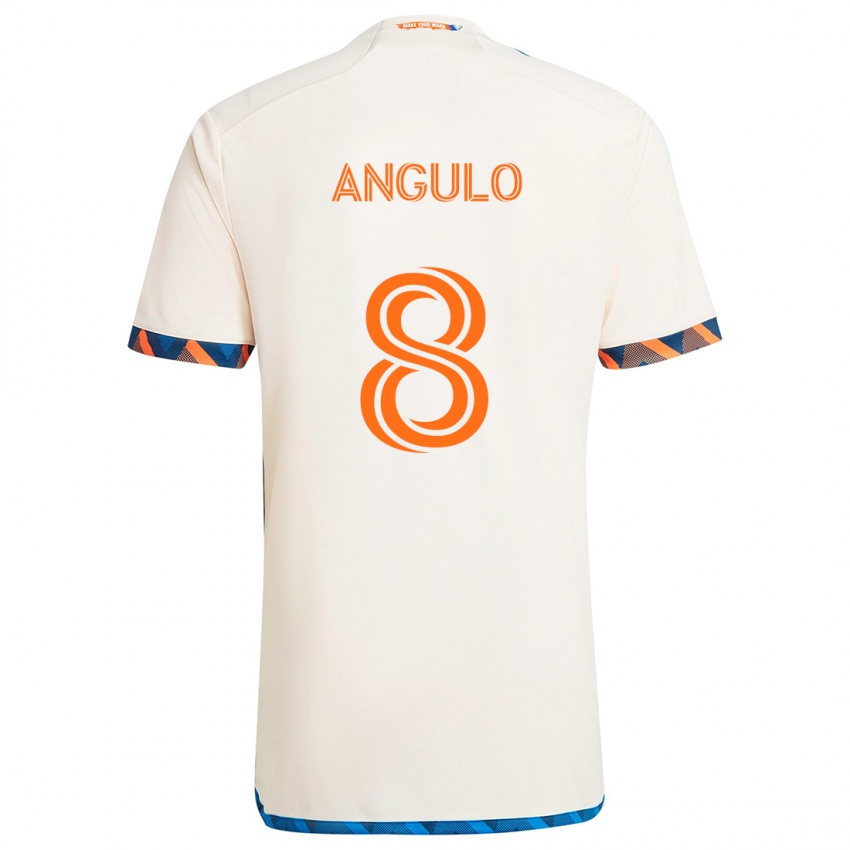 Niño Camiseta Marco Angulo #8 Blanco Naranja 2ª Equipación 2024/25 La Camisa Chile