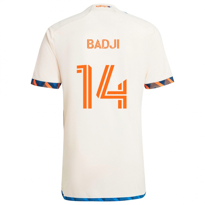 Niño Camiseta Dominique Badji #14 Blanco Naranja 2ª Equipación 2024/25 La Camisa Chile