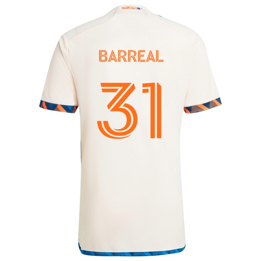 Niño Camiseta Álvaro Barreal #31 Blanco Naranja 2ª Equipación 2024/25 La Camisa Chile