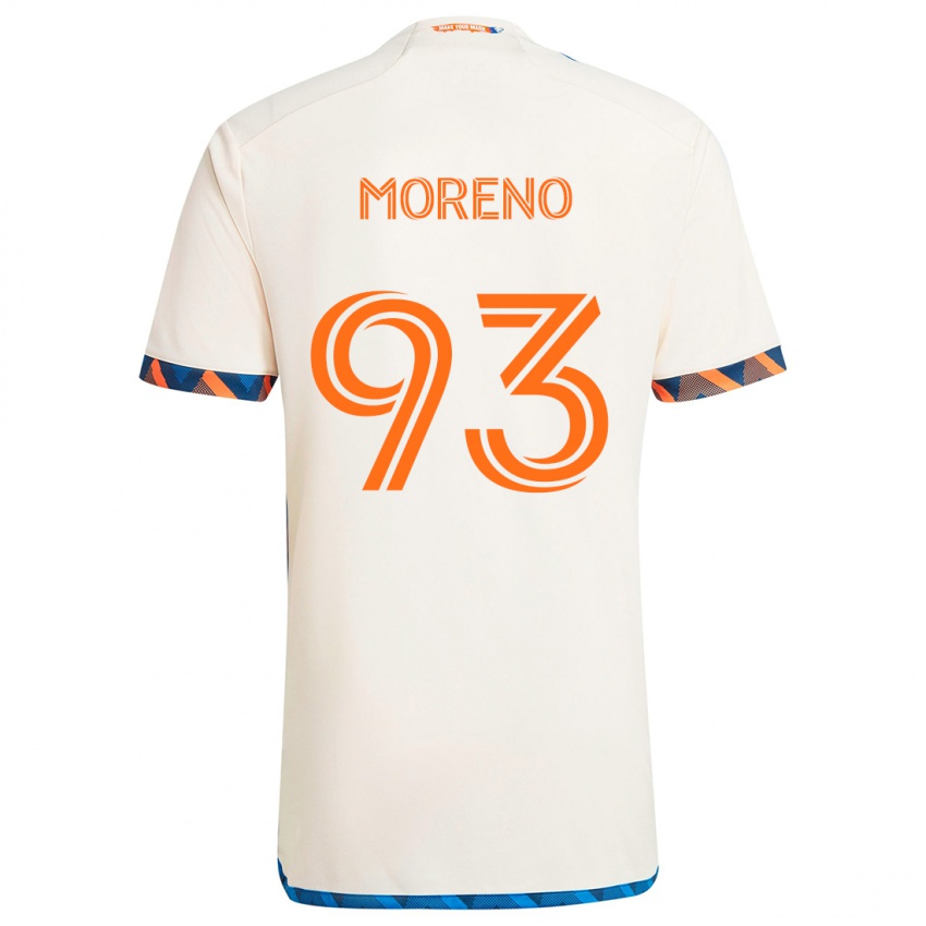 Niño Camiseta Júnior Moreno #93 Blanco Naranja 2ª Equipación 2024/25 La Camisa Chile