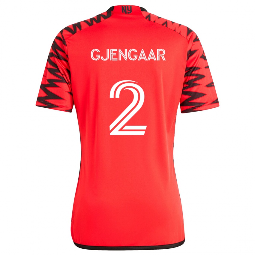 Niño Camiseta Dennis Gjengaar #2 Rojo Negro Blanco 2ª Equipación 2024/25 La Camisa Chile