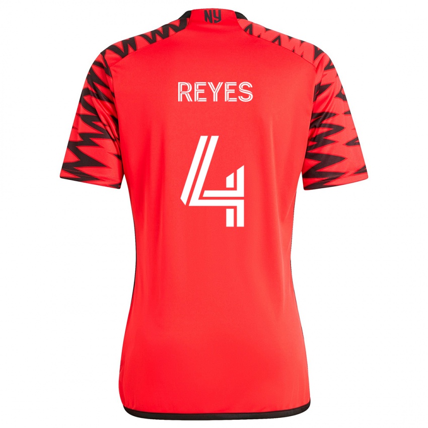 Niño Camiseta Andrés Reyes #4 Rojo Negro Blanco 2ª Equipación 2024/25 La Camisa Chile