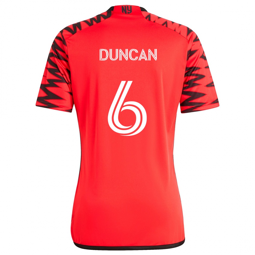 Niño Camiseta Kyle Duncan #6 Rojo Negro Blanco 2ª Equipación 2024/25 La Camisa Chile