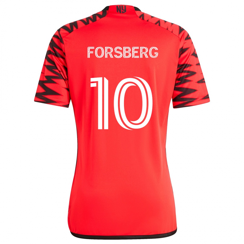 Niño Camiseta Emil Forsberg #10 Rojo Negro Blanco 2ª Equipación 2024/25 La Camisa Chile