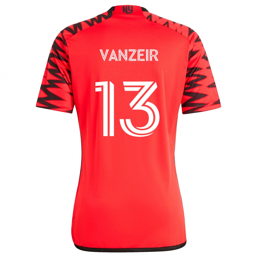 Niño Camiseta Dante Vanzeir #13 Rojo Negro Blanco 2ª Equipación 2024/25 La Camisa Chile