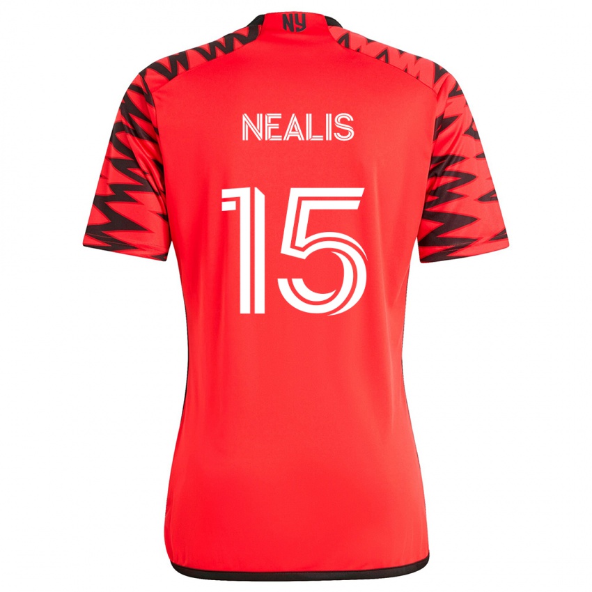 Niño Camiseta Sean Nealis #15 Rojo Negro Blanco 2ª Equipación 2024/25 La Camisa Chile