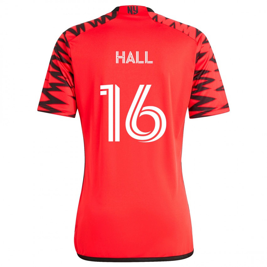 Niño Camiseta Julian Hall #16 Rojo Negro Blanco 2ª Equipación 2024/25 La Camisa Chile