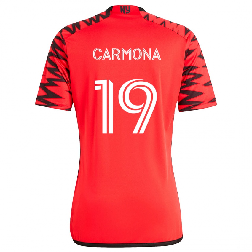 Niño Camiseta Wikelman Carmona #19 Rojo Negro Blanco 2ª Equipación 2024/25 La Camisa Chile