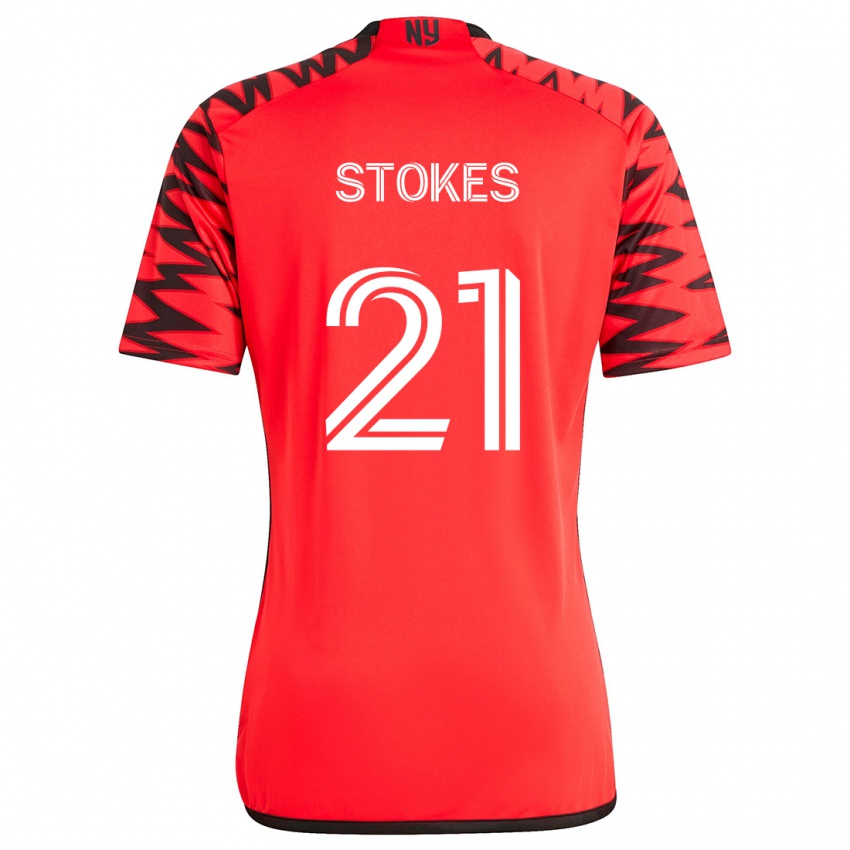 Niño Camiseta Aidan Stokes #21 Rojo Negro Blanco 2ª Equipación 2024/25 La Camisa Chile