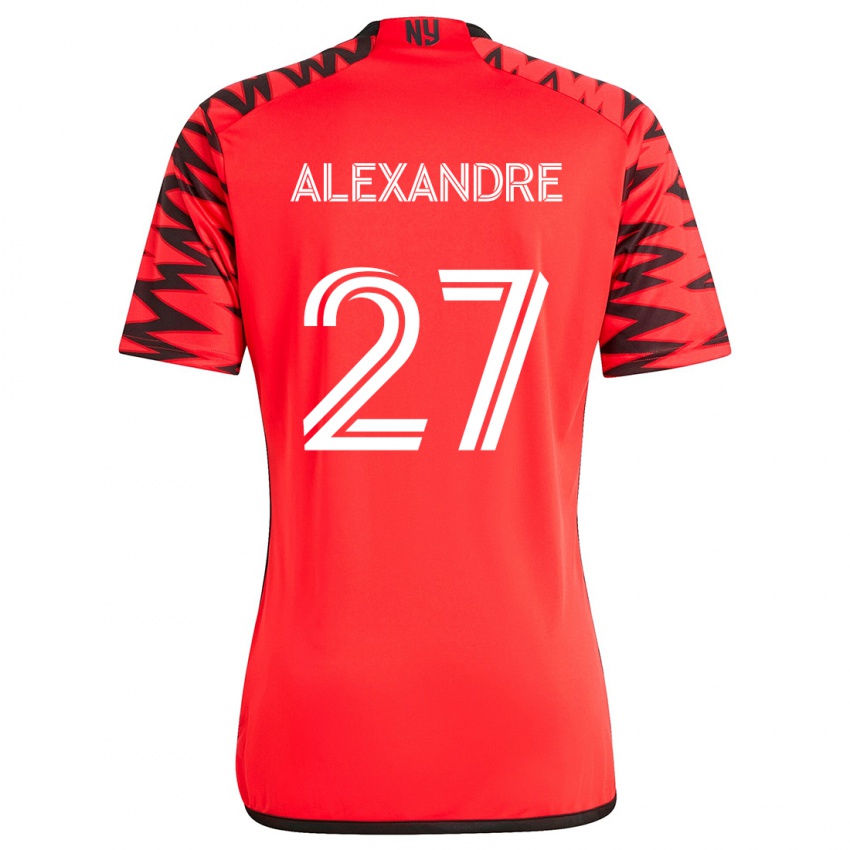 Niño Camiseta Davi Alexandre #27 Rojo Negro Blanco 2ª Equipación 2024/25 La Camisa Chile