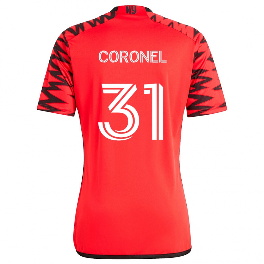 Niño Camiseta Carlos Coronel #31 Rojo Negro Blanco 2ª Equipación 2024/25 La Camisa Chile