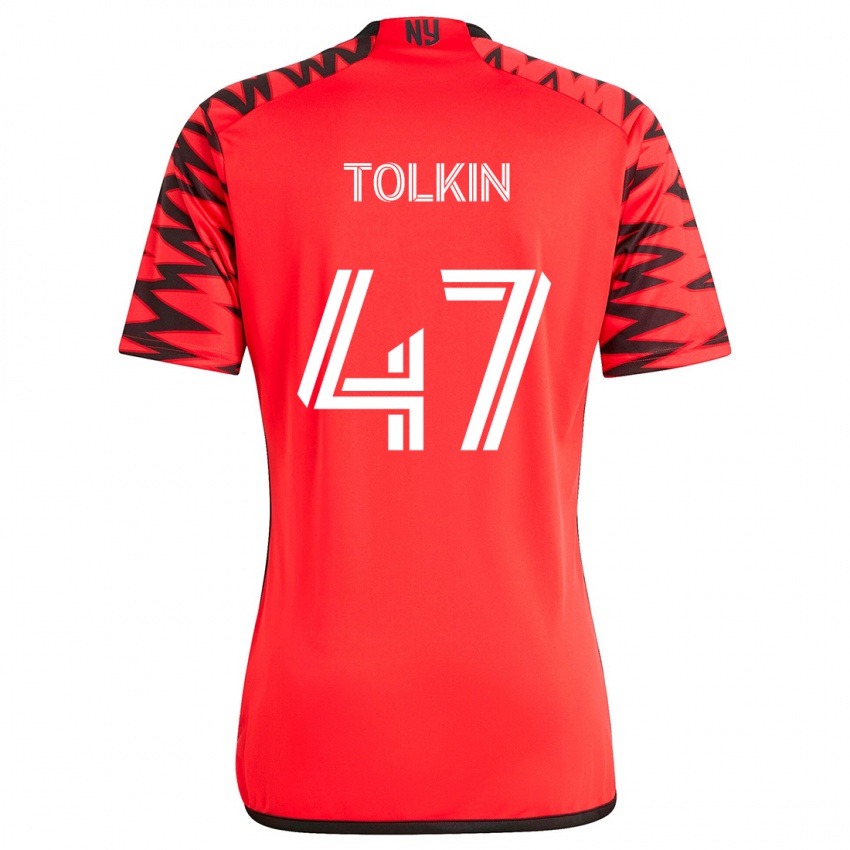 Niño Camiseta John Tolkin #47 Rojo Negro Blanco 2ª Equipación 2024/25 La Camisa Chile