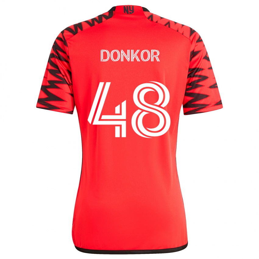 Niño Camiseta Ronald Donkor #48 Rojo Negro Blanco 2ª Equipación 2024/25 La Camisa Chile