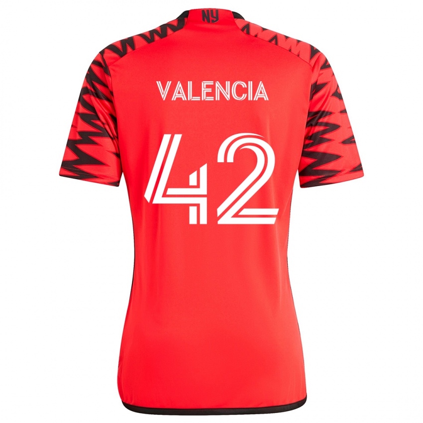 Niño Camiseta Omar Valencia #42 Rojo Negro Blanco 2ª Equipación 2024/25 La Camisa Chile